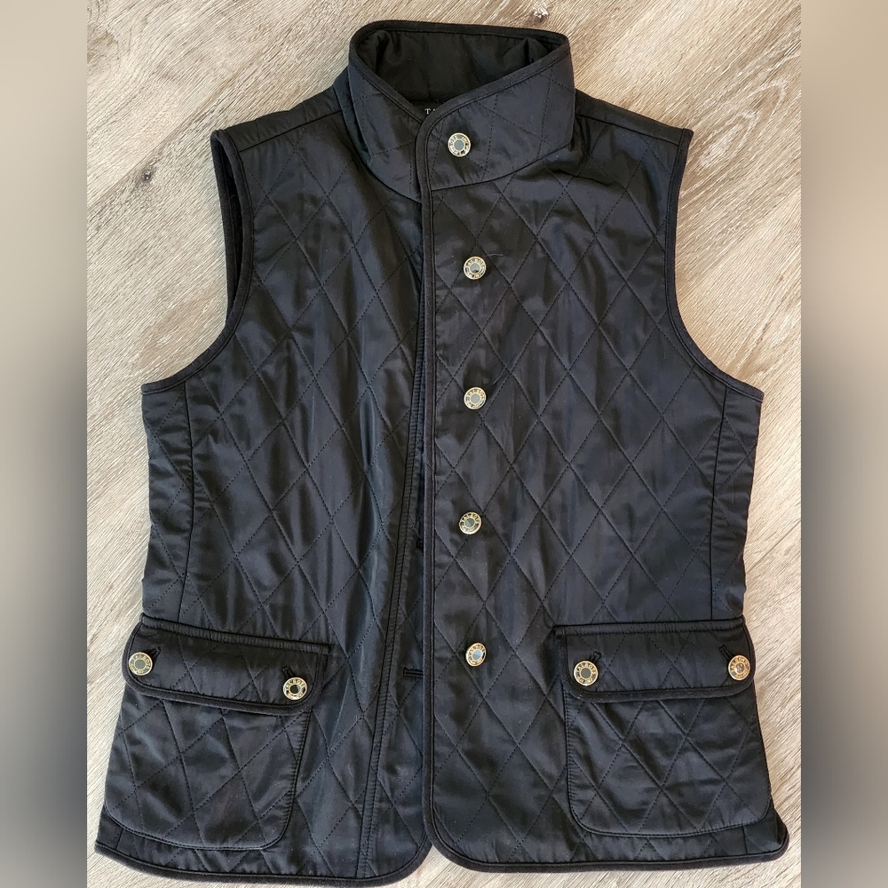 Talbots quilted black vest size medium